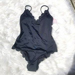 Vanilla Beach Black Scalloped One Piece S&M